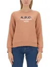 Apc Madame Logo-print Cotton Sweatshirt In Fad Rose Poudre