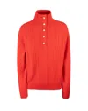 Apc Thea Cable-knit Button Sweater In Red