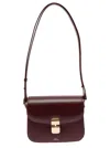 APC MAHOGANY SHOULDER BAG WITH GOLD COLOR ENGRAVED LOGO IN LEATHER WOMAN
