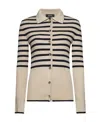 Apc Mallory Striped Ribbed-knit Cardigan In Nude