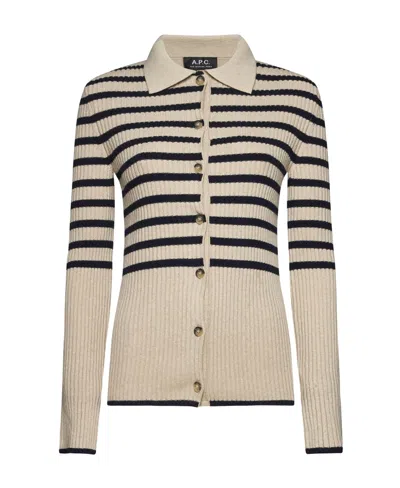 APC A.P.C. STRIPED KNIT CARDIGAN