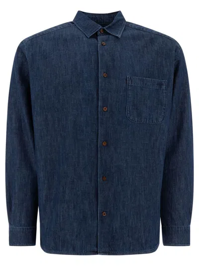 Apc A.p.c. Malo Logo Shirt In Blue