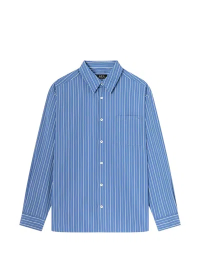 A.p.c. Malo Logo Shirt In Blue