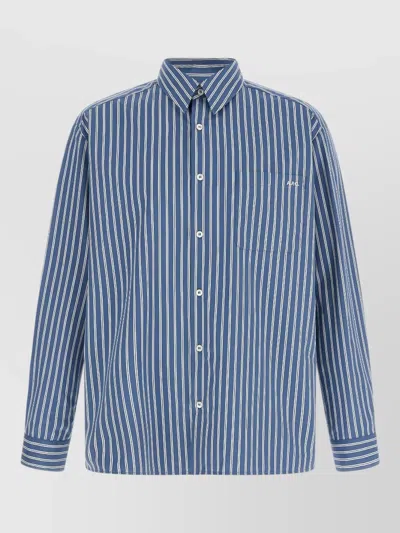 Apc Malo Shirt Striped Pattern Button Down Collar In Blue