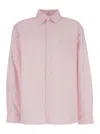 Apc Pink Shirt With Classic Collar And All-over Striped Motif In Cotton Man In Pink