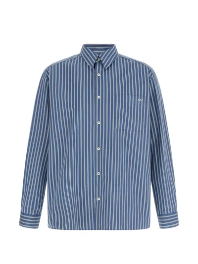 A.p.c. Malo Shirt Striped Pattern Button Down Collar In Blue