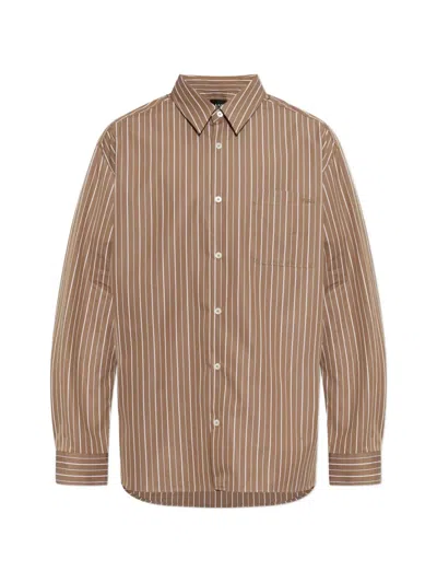 A.p.c. Malo Vertical-stripe Shirt In Brown