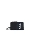Apc Axelle Card Holder In Navy Fabric In Blue