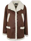 Apc Faux-leather Shearling Jacket In Brown