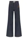 Apc Wide-leg Rigid Denim Jeans With Contrast Stitching In Blue
