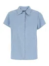 APC 'MARINA' LIGHT BLUE SHIRT WITH CLASSIC COLLAR AND SNAP BUTTONS IN COTTON WOMAN