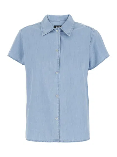 Apc 'marina' Light Blue Shirt With Classic Collar And Snap Buttons