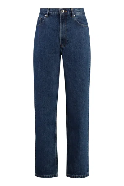 Apc Martin 5-pocket Straight-leg Jeans In Navy