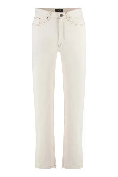 Apc 'martin' White Five Pockets Jeans In Cotton Denim Woman In Beige