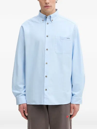 A.p.c. Mateo Button-down Chest-pocket Shirt In Brown