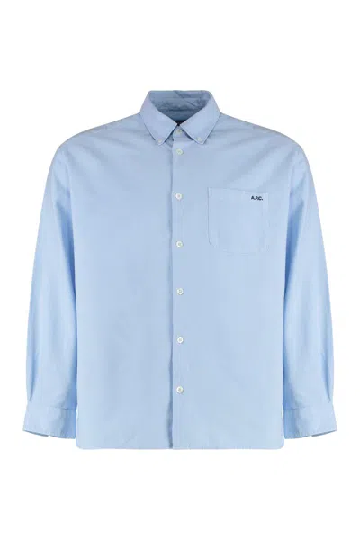 Apc A.p.c. Mateo Cotton Shirt In Blue