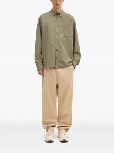Apc Mateo Logo-embroidered Pocket Shirt In Green