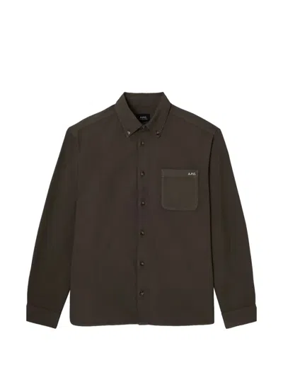 A.p.c. Mateo Logo Shirt In Brown