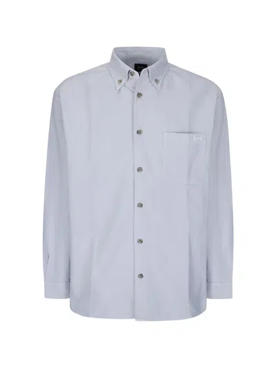 A.p.c. Mateo Logo-embroidered Shirt In Blue