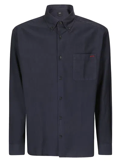 Apc Mateo Navy Cotton Shirt In Blue