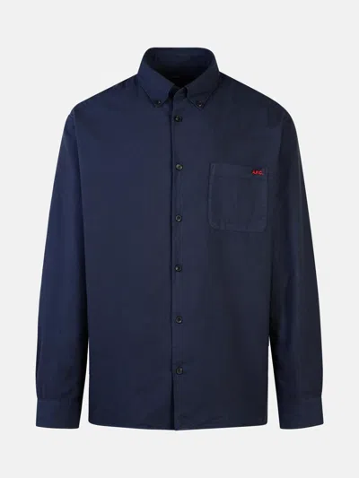 Apc 'mateo' Navy Cotton Shirt In Blue