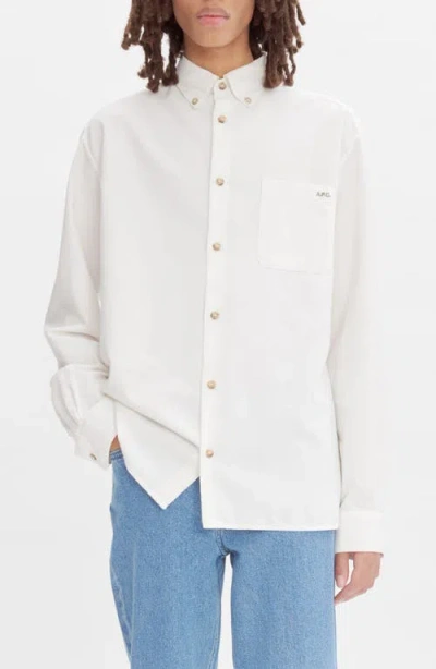 Apc A.p.c. Classic Button-down Shirt With Subtle Logo Detail In Multi