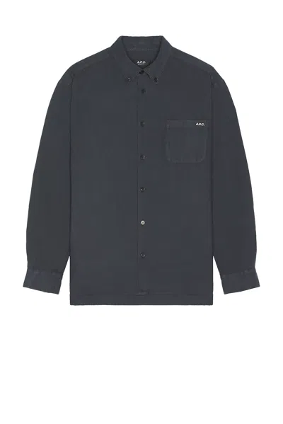 Apc Mateo Embroidered-pocket Shirt In Gray