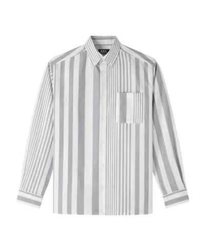 Apc Mateo Striped Cotton Shirt In White