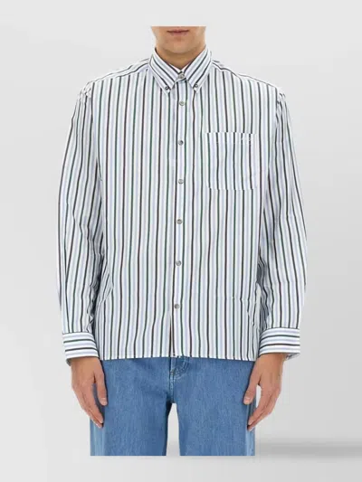 Apc Blue Mateo Logo Shirt In Iak Dark Navy