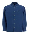 Apc A.p.c. Button-down Denim Shirt With Logo Detail In Blue