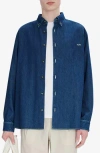 Apc A.p.c. Button-down Denim Shirt With Logo Detail In Washed Indigo
