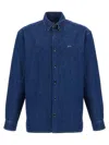 Apc A.p.c. Button-down Denim Shirt With Logo Detail In Blue