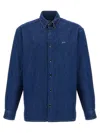 Apc A.p.c. Button-down Denim Shirt With Logo Detail In Blue