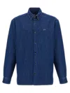 Apc A.p.c. Button-down Denim Shirt With Logo Detail In Blue