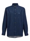 Apc A.p.c. Button-down Denim Shirt With Logo Detail In Blue