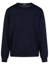 Apc Merino Wool Jumper With Tone-on-tone Embroidery In Black