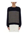 Apc A.p.c. Mattew Striped Crewneck Knitted Sweatshirt In Black