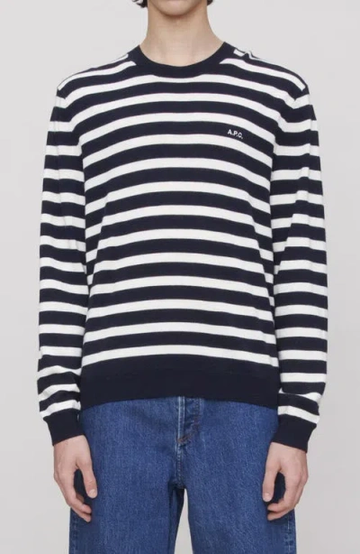 Apc A.p.c. Crewneck Sweater With Classic Striped Pattern In Black