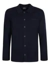 Apc A.p.c. Navy Blue Wool Cardigan With Classic Collar In Blue