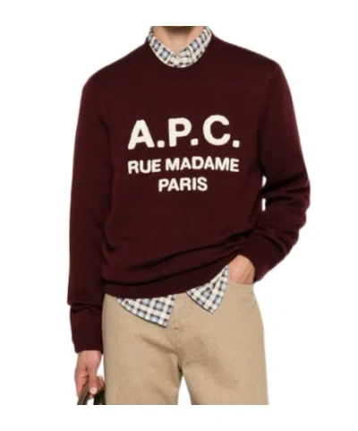 A.p.c. Maurice Logo Knitted Sweater In Burgundy