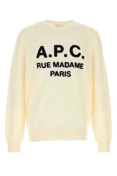 A.p.c. Wool Alissa Sweater Crew Neck Raglan In Neutral