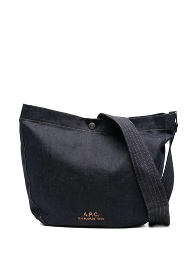 Apc Medium Denim Crossbody Bag In Blue