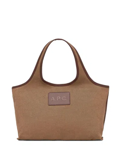 Apc Medium Harper Leather-trimmed Canvas Tote Bag In Brown