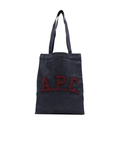Apc Medium Logo-embroidered Denim Tote Bag In Purple