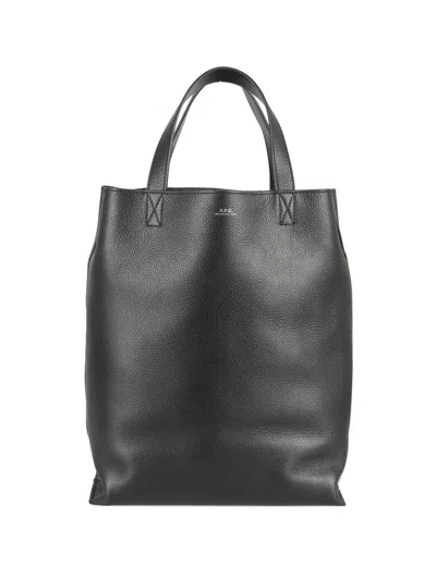 Apc Medium Maiko Leather Tote Bag In Black