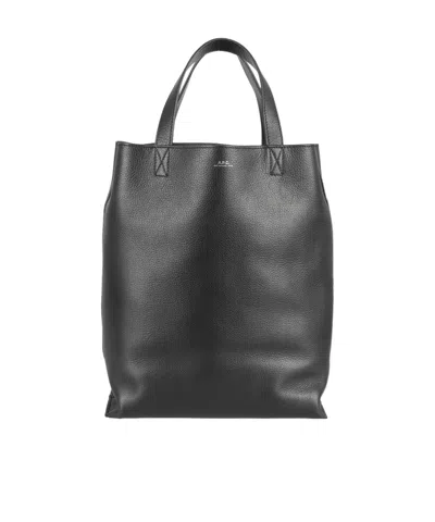 Apc Medium Maiko Leather Tote Bag In Black