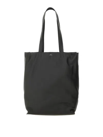 Apc Maiko Full-grain Leather Tote Bag In Black