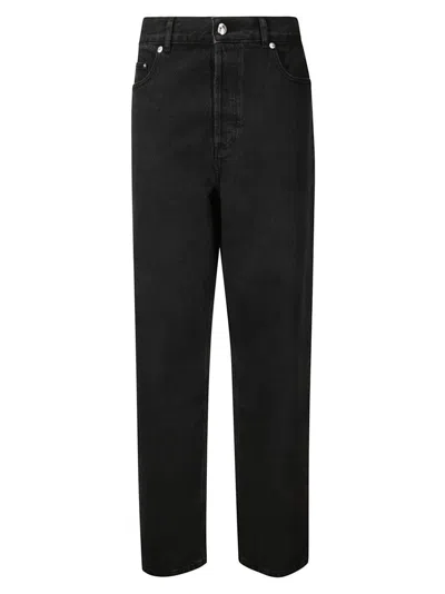 Apc Medium Wash Wide Leg Jeans In Black