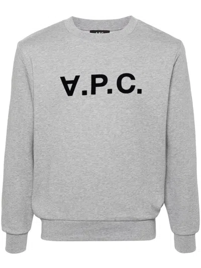 A.p.c. Melange Grey Cotton Sweatshirt In Gray