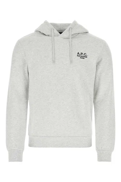 Apc Melange Grey Cotton Sweatshirt In Grichinoi